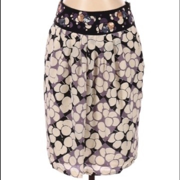 𝅺FLOREAT Anthropologie Silk Skirt Size 10 - Picture 1 of 8